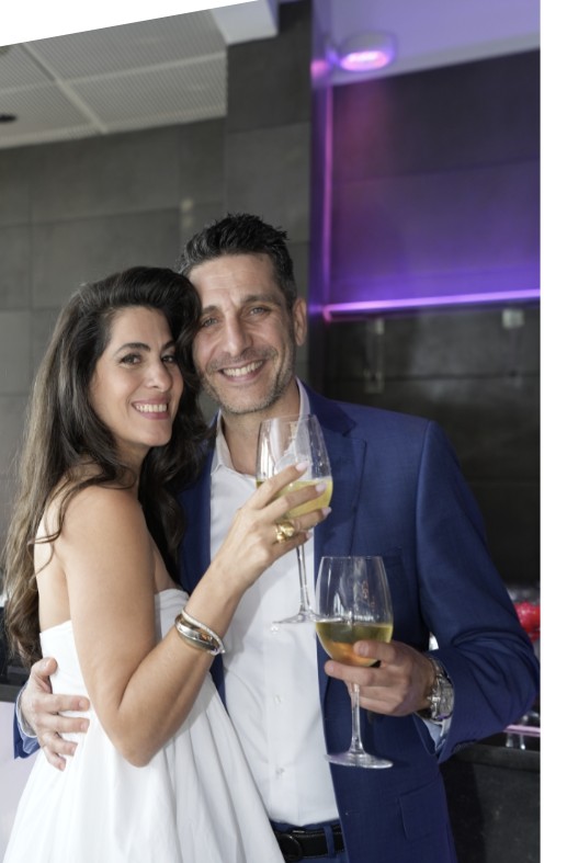 Couple celebrating together, love stories session